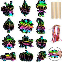 JULMELON 36 PCS Butterfly Scratch Cards, Rainbow Scratch Paper – Fun for Kids & Family - Thanksgiving Crafts