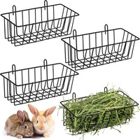 Therwen 4 Pcs Rabbit Hay Feeder Guinea Pig Heavy Duty Metal Frame Hay - 9.1 x 3.9 x 3 Inches