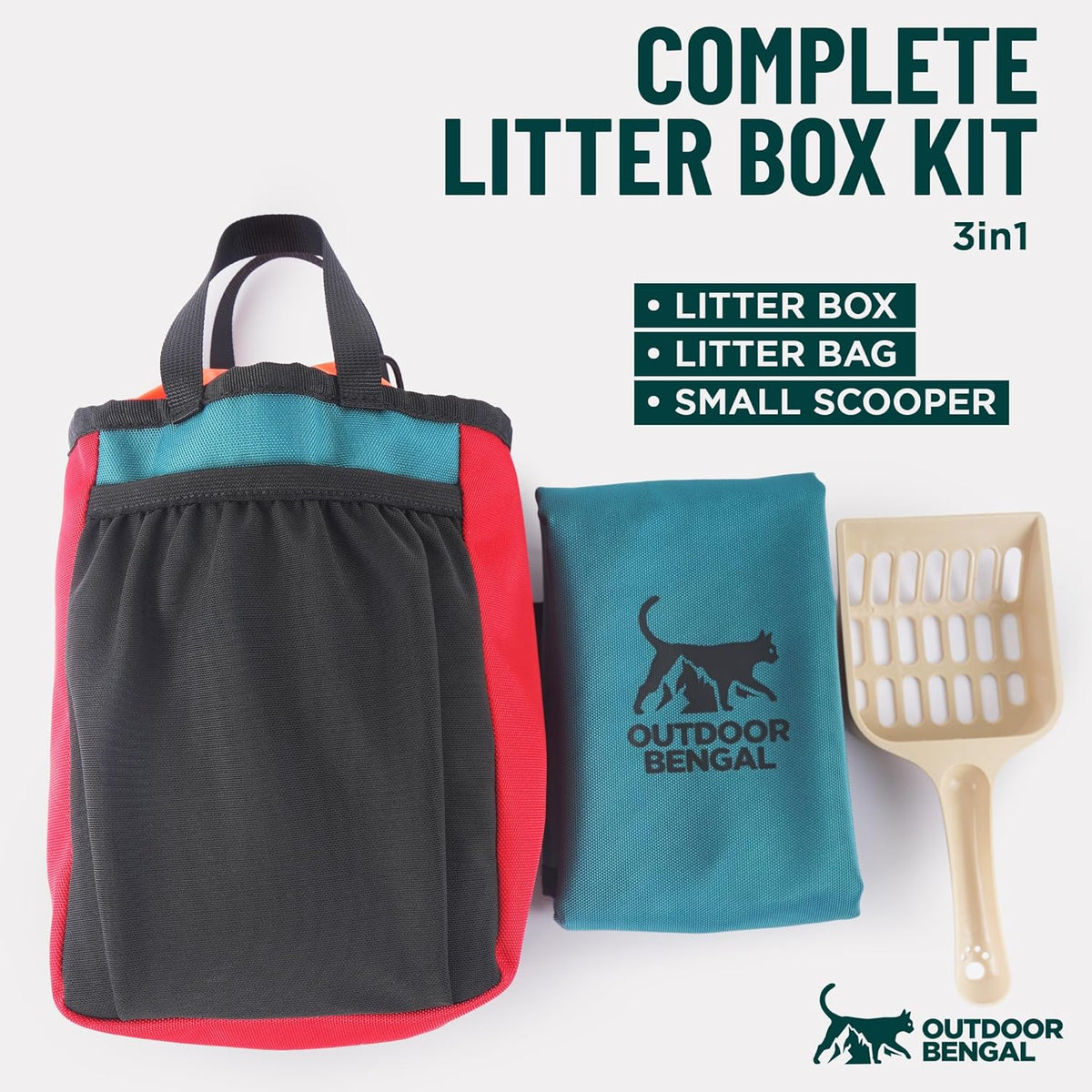OutdoorBengal Go Litter Portable Travel Litter Box Set for Cats – Daily Care for Cats - Small Kit - image 2