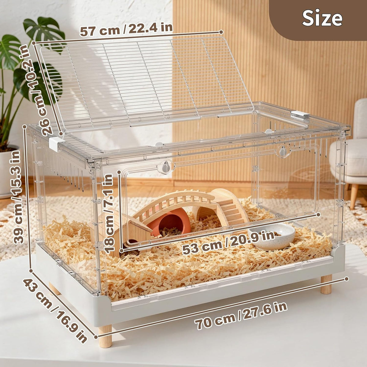 Hamster Cage15.4 High Panoramic Clear Syrian Playhouse – Essentials for Small Pets - High (15.4" H) - image 2