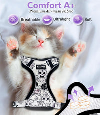 Cat Harness and Leash Set, Escape Proof Kitten Harness, Black - H604 Pro Moonlight Meow / Small (7-12lb) - image 3