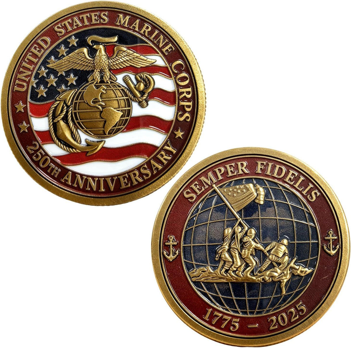 Lastikor 2 inch Marine Corps 250th anniversary coin in copper color