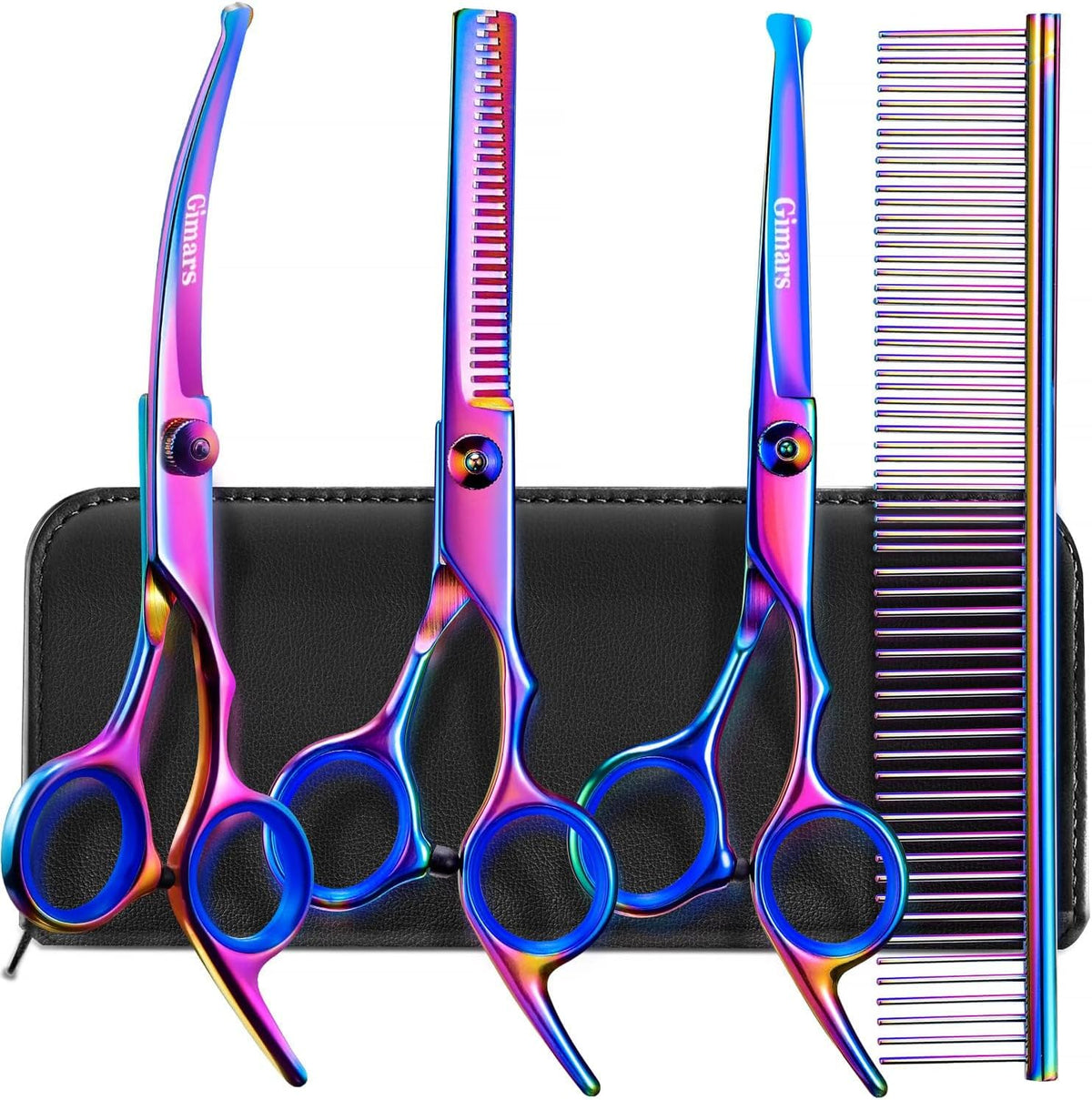 Gimars Titanium Coated Professional 6 in 1 4CR Stainless Steel Dog - Purple 5 in 1