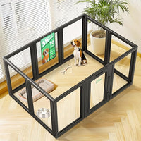 FXW AuraSpace Acrylic Indoor Unleashed Dog Playpen for Medium Dogs, 35 Inch, 10 Panels, Black