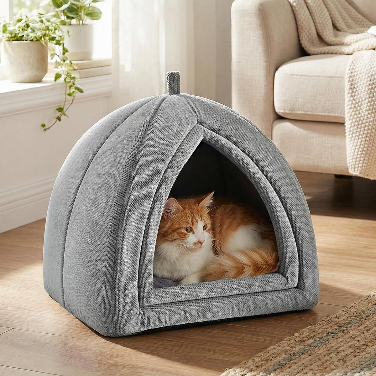 Amazon Basics Cat Bed Cave - Lightgrey / L-17.5"×17.5"×17.5" - image 4