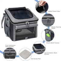 Dog Bike Basket, Soft-Sided Dog Bike Carrier with 4 Mesh Windows for Small Dog Cat Puppies - Grey - Grey - image 2