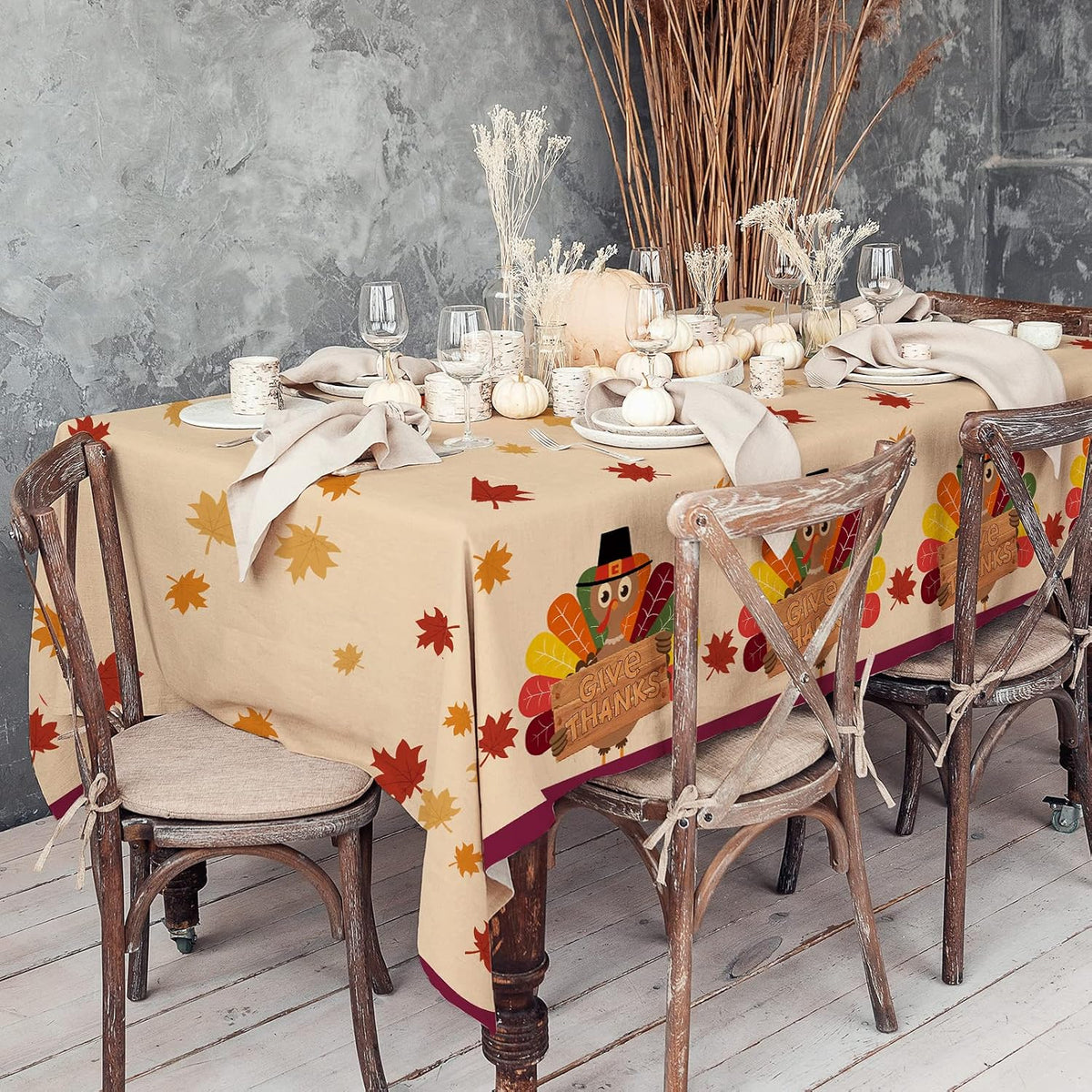 Fall Thanksgiving decorations, Disposable Tablecloth - Thanksgiving Turkey - image 2