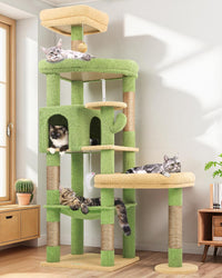 Globlazer 65in Sturdy Cat Tree Tower for Indoor Large Cats, S65 - 65inch / Green