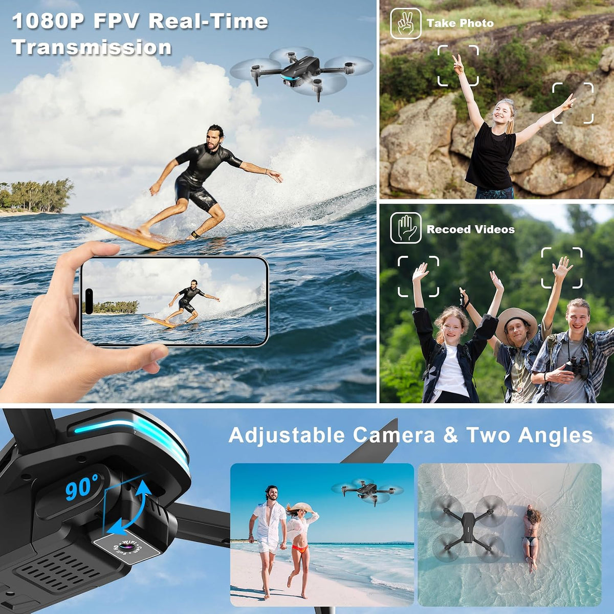 Velcase S101 foldable 1080P drone with camera, remote and carrying case - view 7