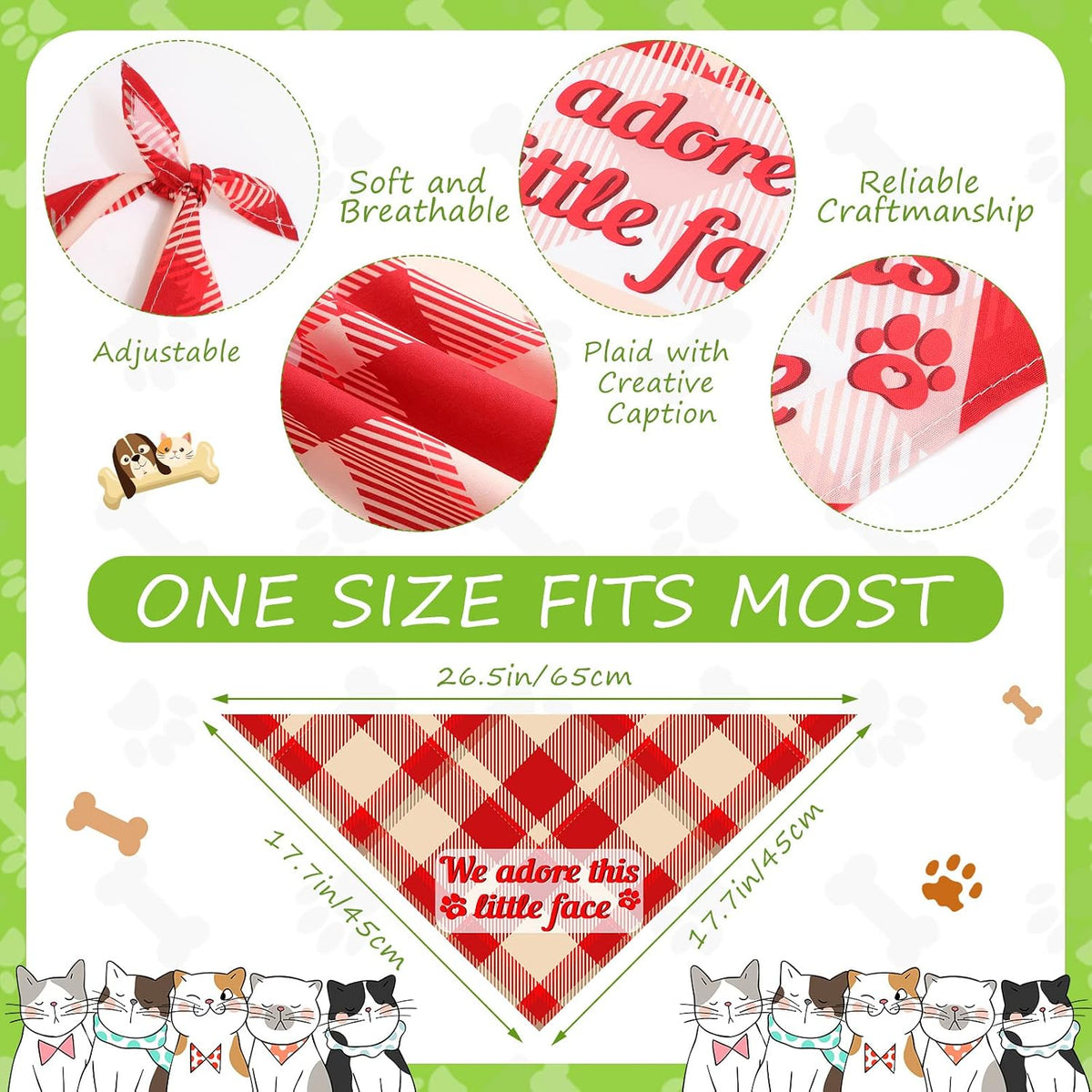 Sweetude 100 Pcs Dog Bandanas Bulk Triangle Bibs Adjustable - Classic - image 4