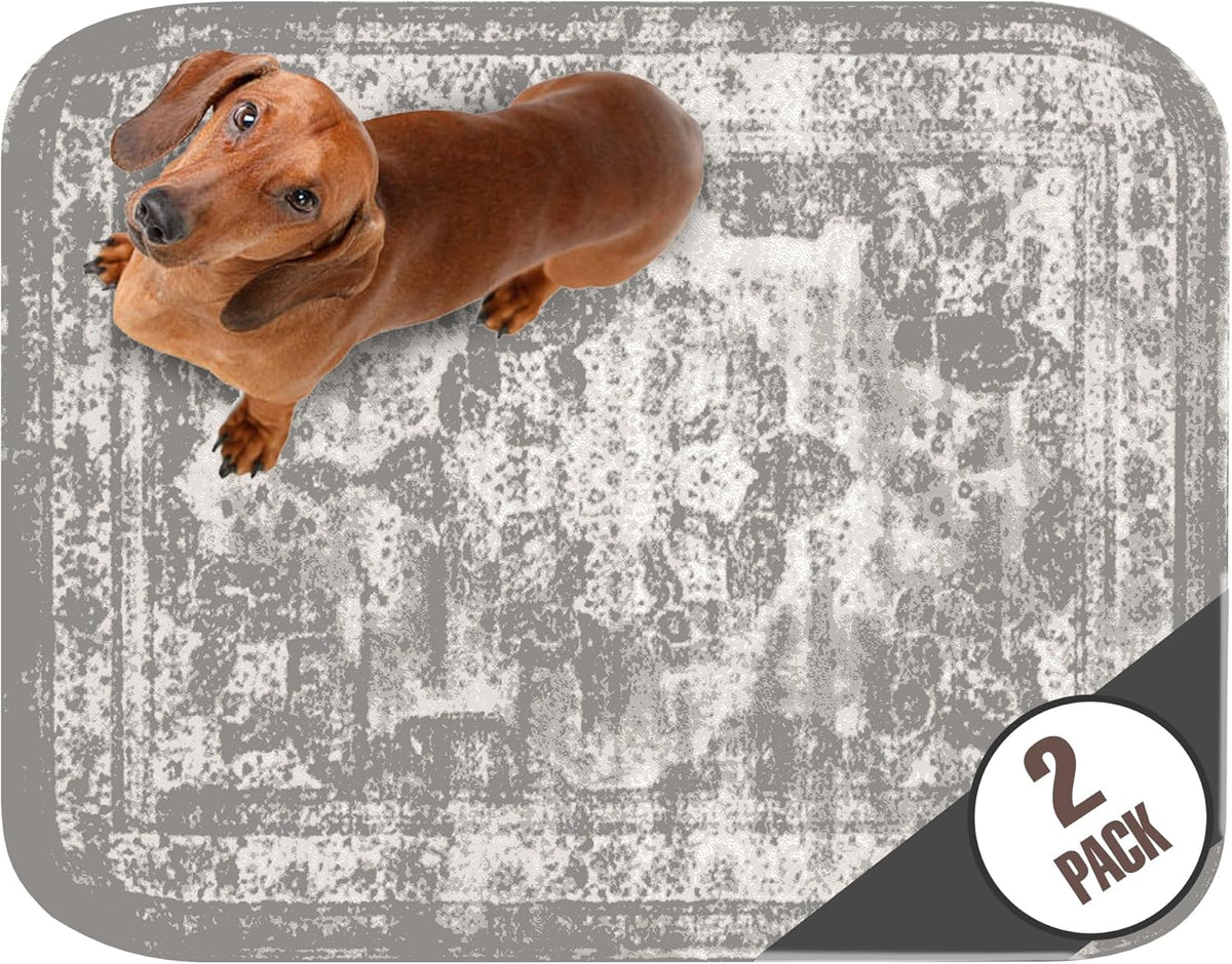 PUPIBOO Washable Pee Pads for Dogs and Cats - Vintage Grey / 18 x 24 Inch (Pack of 2)