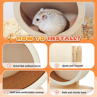 18 Pcs Hamster Cage Accessories Set with Hamster Wheel Maze House – Essentials for Small Pets - Harmony Wooden Style - image 4