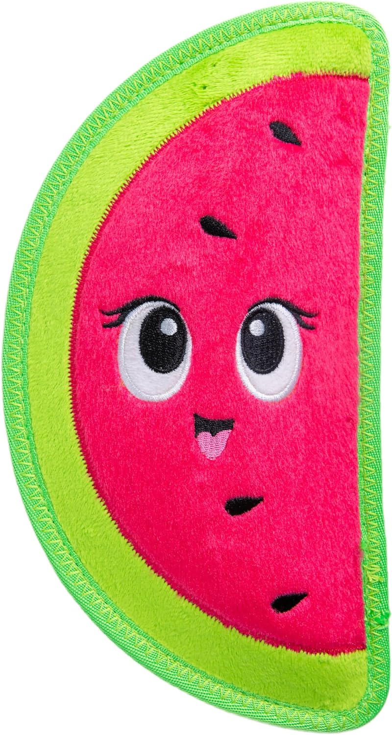 Outward Hound Tough Skinz Durable Chew Plush Squeaky Dog Toy, 9" - Watermelon / Medium
