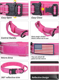 AUBELL reflective tactical dog collar with control handle and metal buckle - view 3