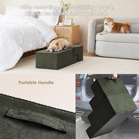 EHEYCIGA Dog Stairs for Bed 20" H, 4-Step Extra Wide Dog Steps for High Bed, Pet Steps for Small Dogs and Cats, Non-Slip Balanced Pet Ramp Indoor, Olive Green