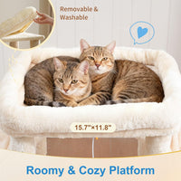Hey-brother Cat Tree Tower with Large Platform, Spacious Condo - Beige / 35.4 Inches - image 3