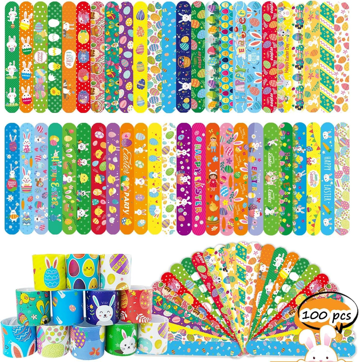 SUNPROUND Halloween slap bracelets with pumpkin, ghost, bat and witch prints - view 2