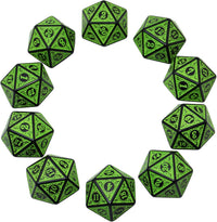 SmartDealsPro 10-Pack 20 Sided Dice D20 Polyhedral Dice for DND RPG - Retro Green