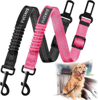 2 Pack Dog Seat Belt Adjustable Dog Car Seatbelts for Vehicle Nylon - Black + Pink