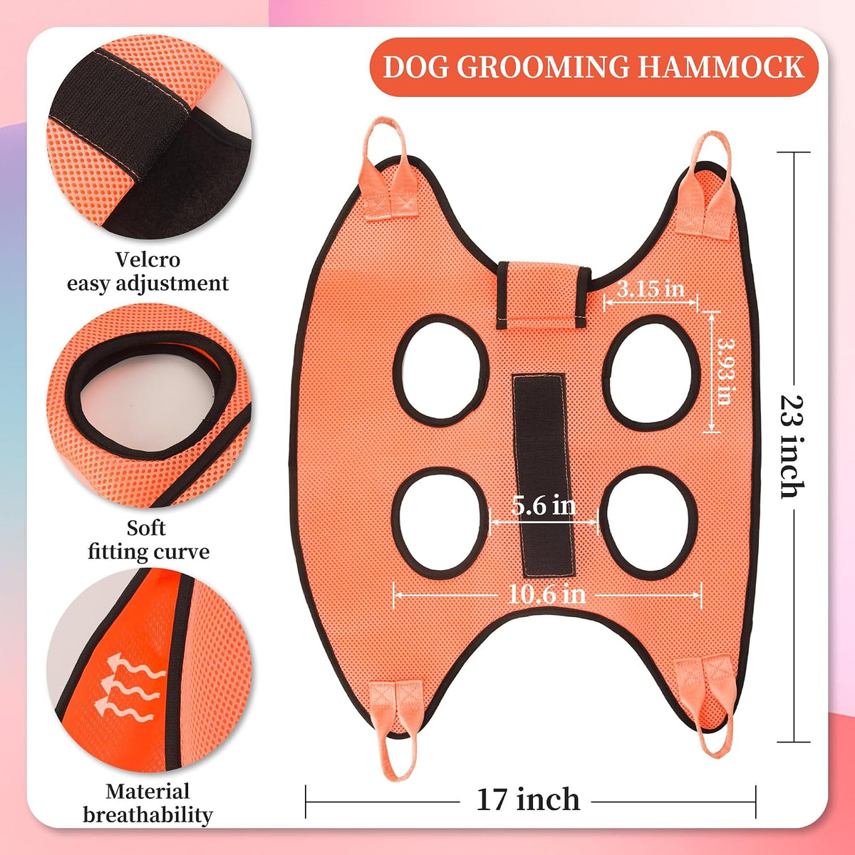 PatiencET Cat Grooming Hammock Kit – Essentials for Dogs - S (17 LB Max) / Orange - image 2