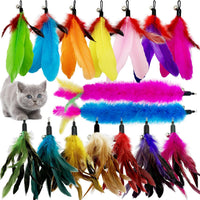 Cat Feather Toys Refill, 16 Pieces Cat Wand Replacement Feathers Toy for Indoor Cats – Essentials for Cats - 16PCS Cat Feather Toy Refills