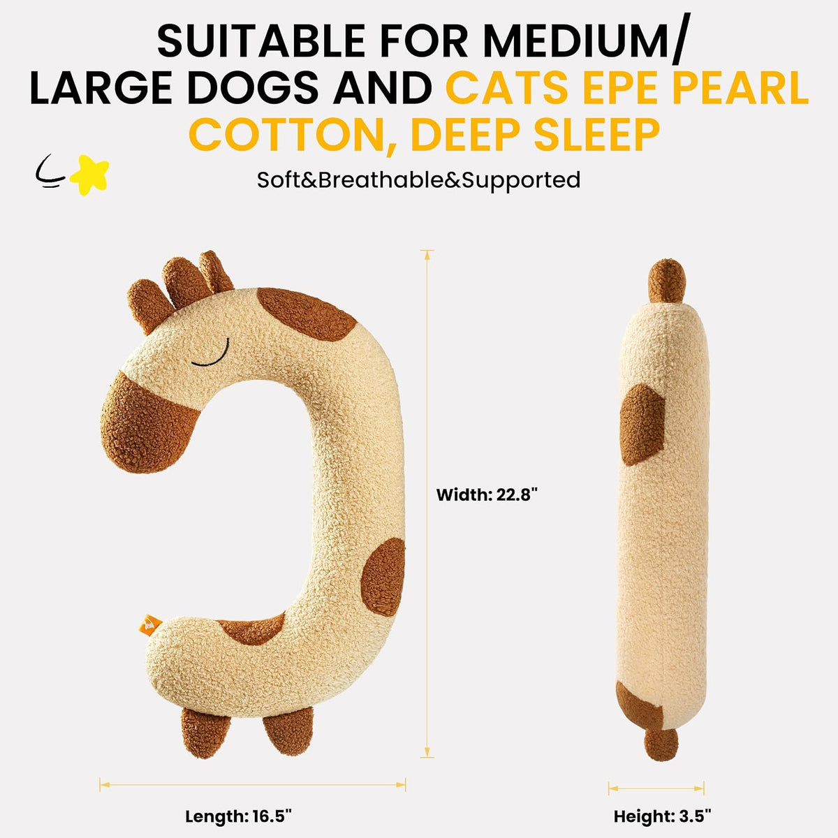 Dog Calming Pillow-Soft Neck Pillow for Dogs - Yellow - image 4