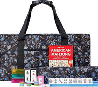 Jongyance American Mahjong Set with Blue Carrying Bag - Black