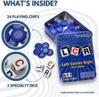 LCR Left Center Right Dice Game, Blue Tin - image 2