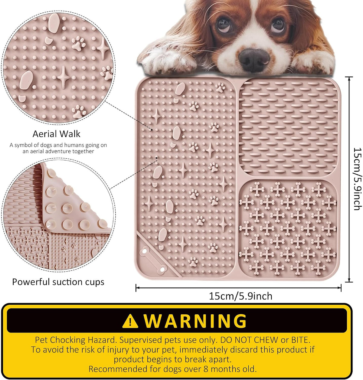 Lick Mat for Dogs Cats 2pcs 5.9" Silicone Slow Feeder – Essentials for Dogs - Light Blue&Coral / Small-5.9inch - image 2