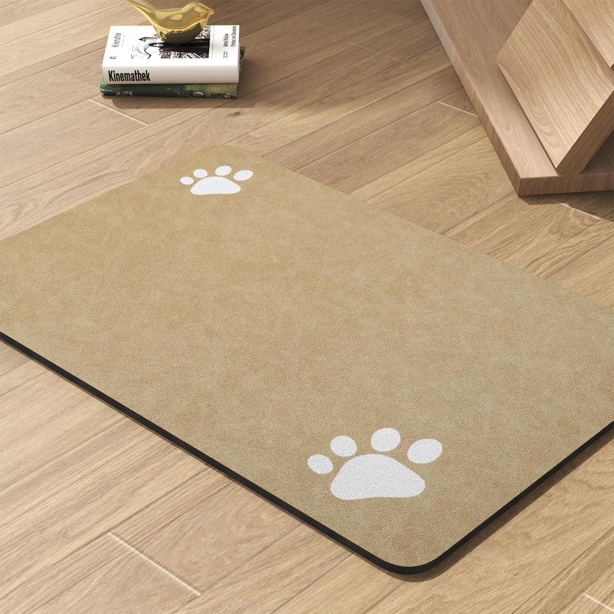 PADOOR Pet Feeding Mat-Absorbent Dog Mat for Food and Water Bowl-No - 12"x19" / Beige