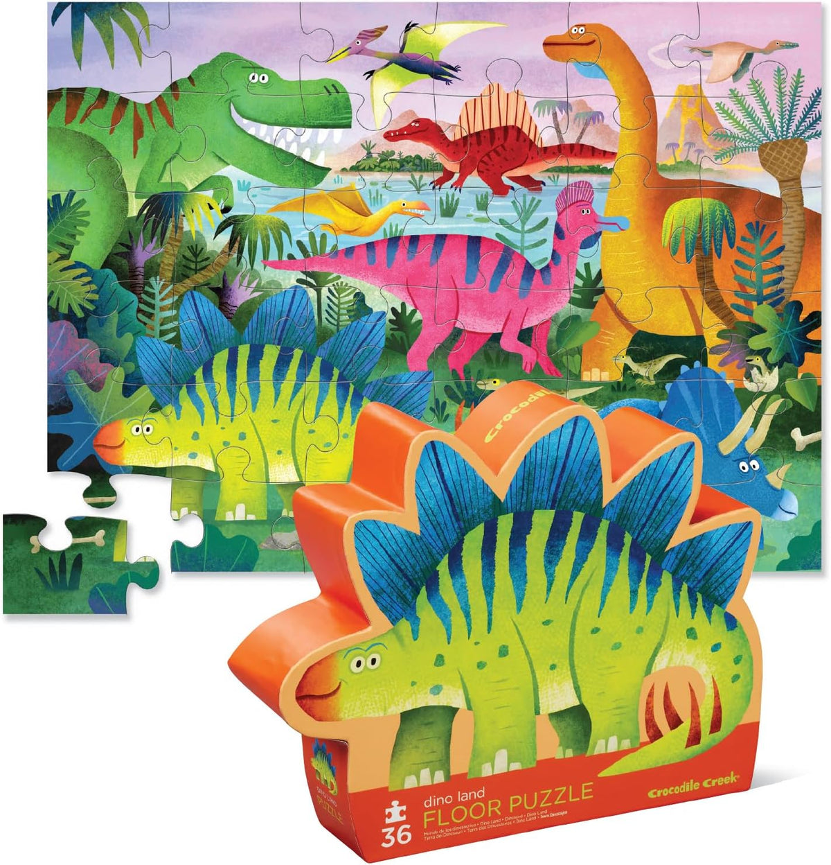 Crocodile Creek 36-Piece Jigsaw Floor Puzzle - Dino Land