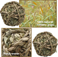 Rabbit Timothy Grass Ball 6 Pcs,Natural Bunny Grass Ball Timothy Hand Woven Chew Toys Small Animals Teeth Grinding Suitable for Hamster Guinea Pig Squirrel Totoro Gerbils