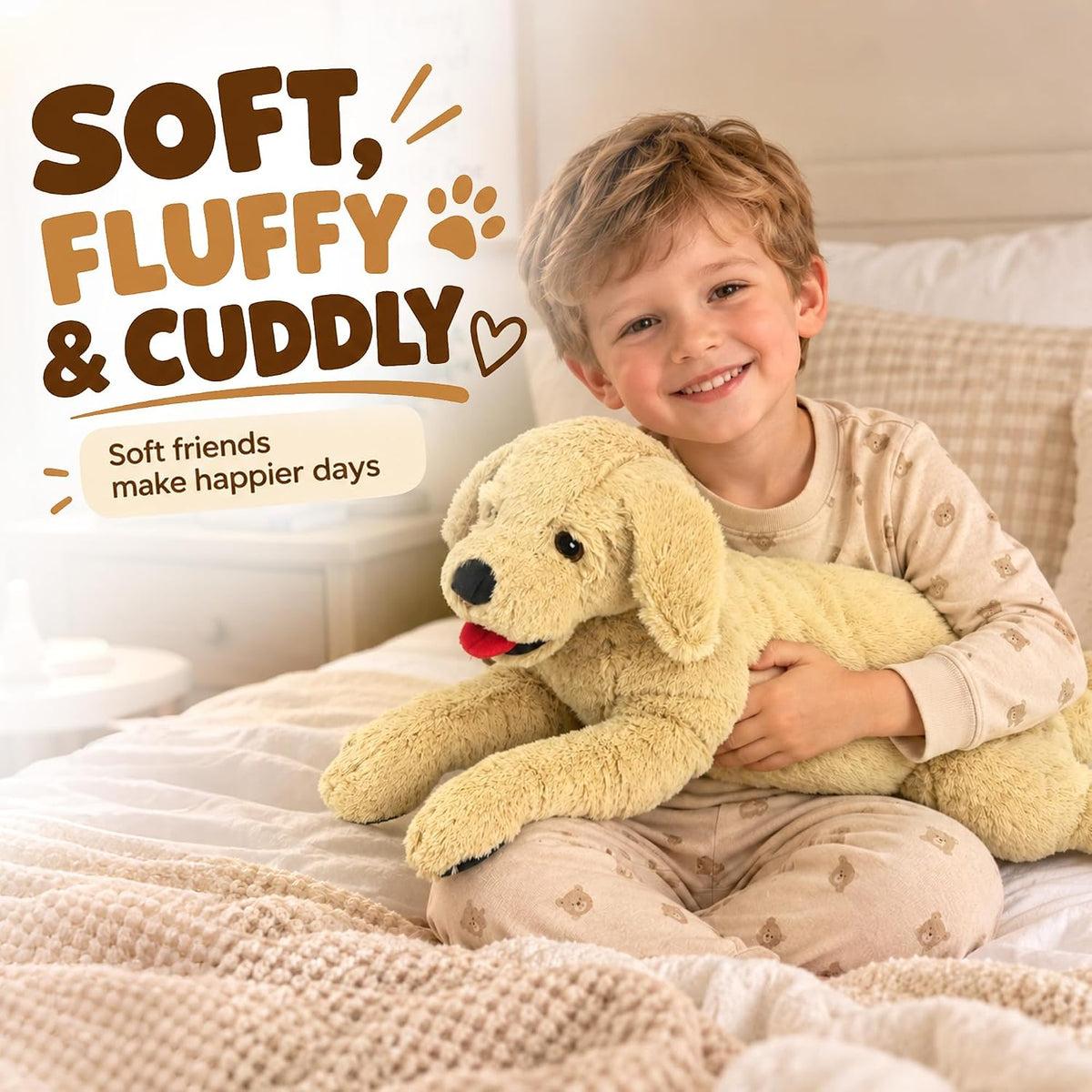 LotFancy Dog Stuffed Animals Plush - Beige / 26 inch (Pack of 3) - image 4