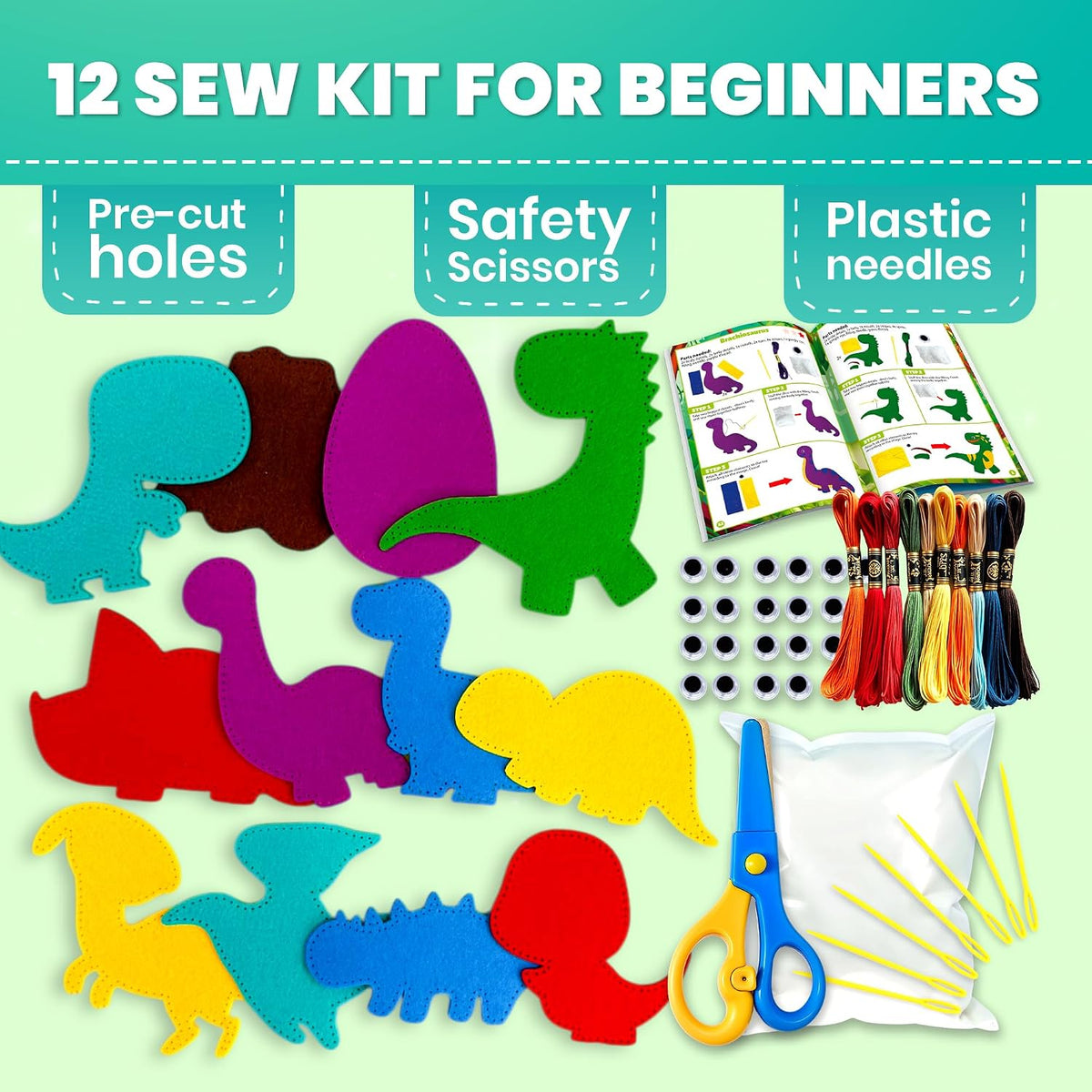 QUOKKA kids sewing kit with 12 felt toy projects and storage box - view 22