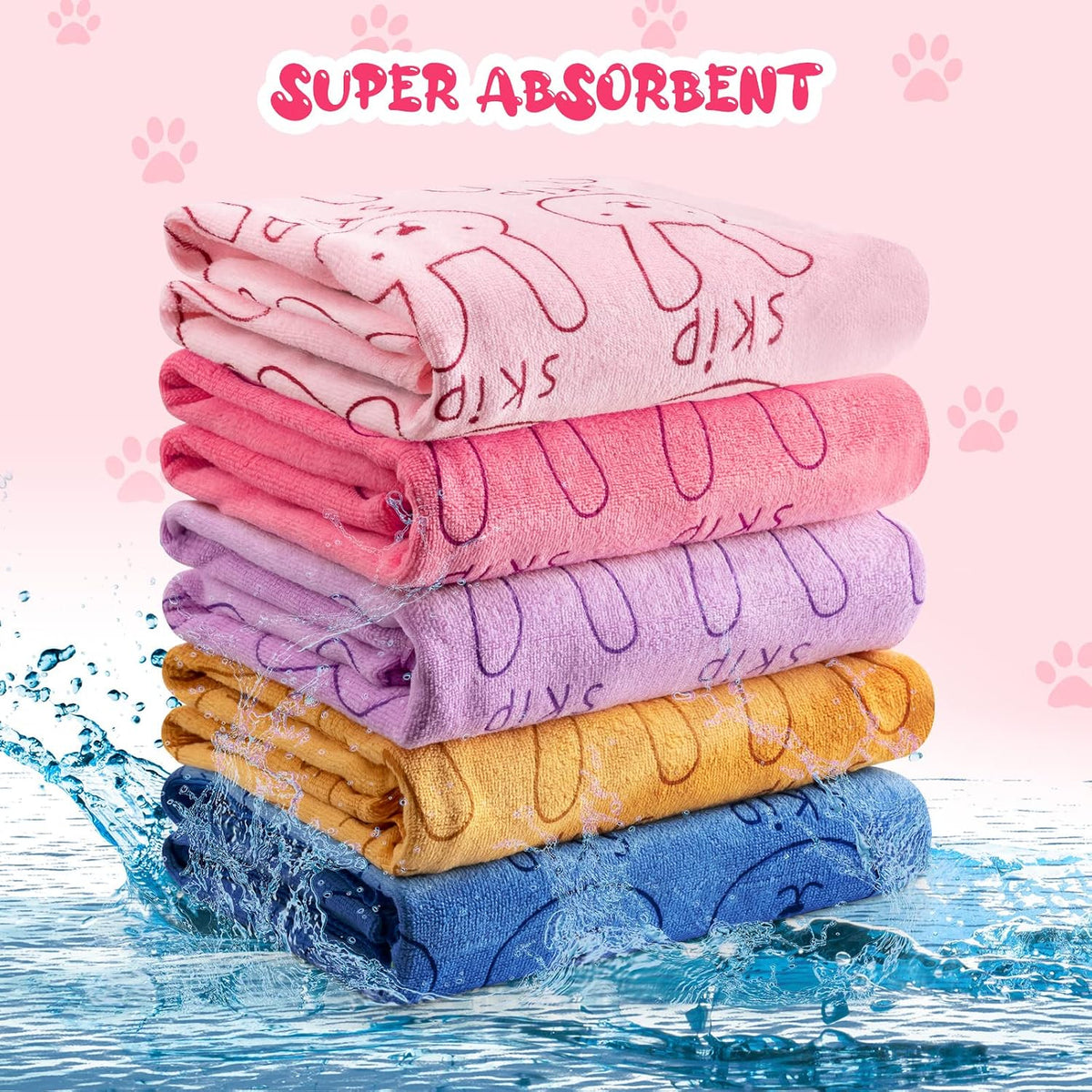 Tatuo 22 Pcs Dog Towels for Drying 20 x 40 Inch Pet Bath Towels - Colorful / Rabbit Pattern - image 3