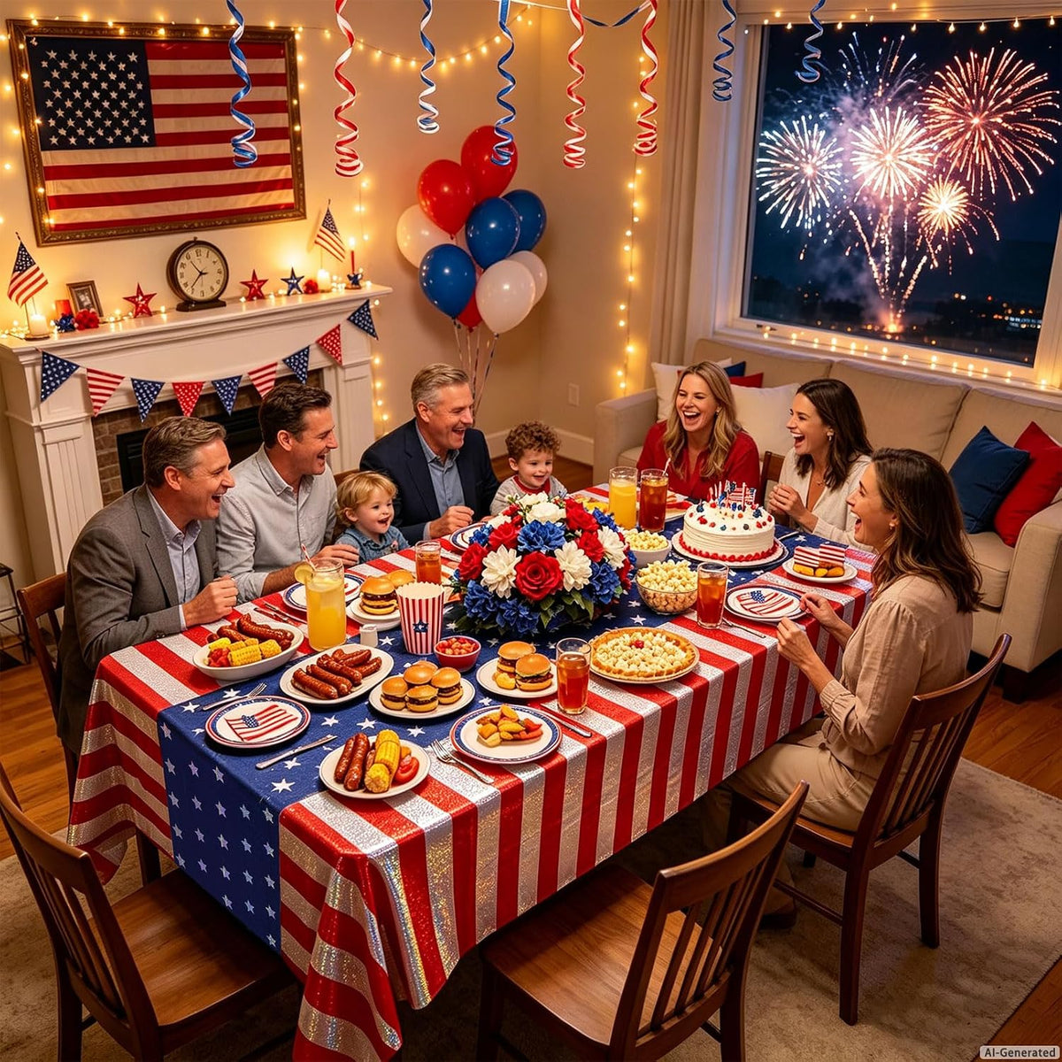 3PCS Demon Hunters Birthday Tablecloth Decorations - Patriotic Sparkly Tablecloths - image 2