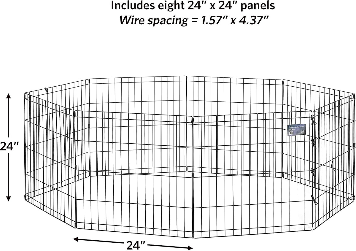 MidWest 30-Inch Exercise Pen, Single Door, 16 Sq Ft Play Area – Essentials for Dogs - Black No Door / 24" H - image 3