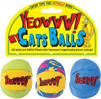 Yeowww! Catnip My Cats Balls Toys for Cats, Durable Cotton Twill