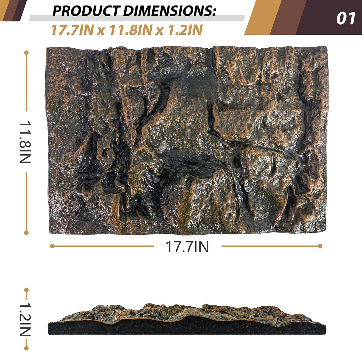 4pcs Rock Terrarium Background, 3D Reptile Tank Background Board - yellow-17.7"*11.8"（1pcs） - image 2