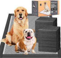 Charcoal puppy pads in XL 28 x 34 inch size with 6 layers and wrapped edges