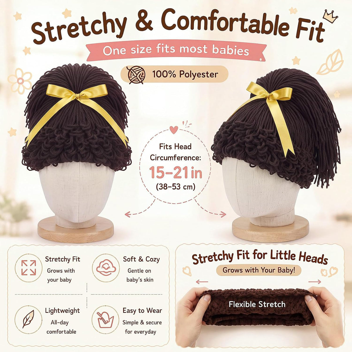 Halloween Cabbage Costume Yarn Wig - Dark Brown 2 / High Ponytail - image 2