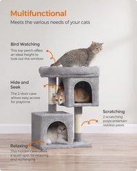 Feandrea Cat Tree, Plush Kitten Condo - M (19.3"L x 12.6"W x 29.1"H) / Light Gray - image 4