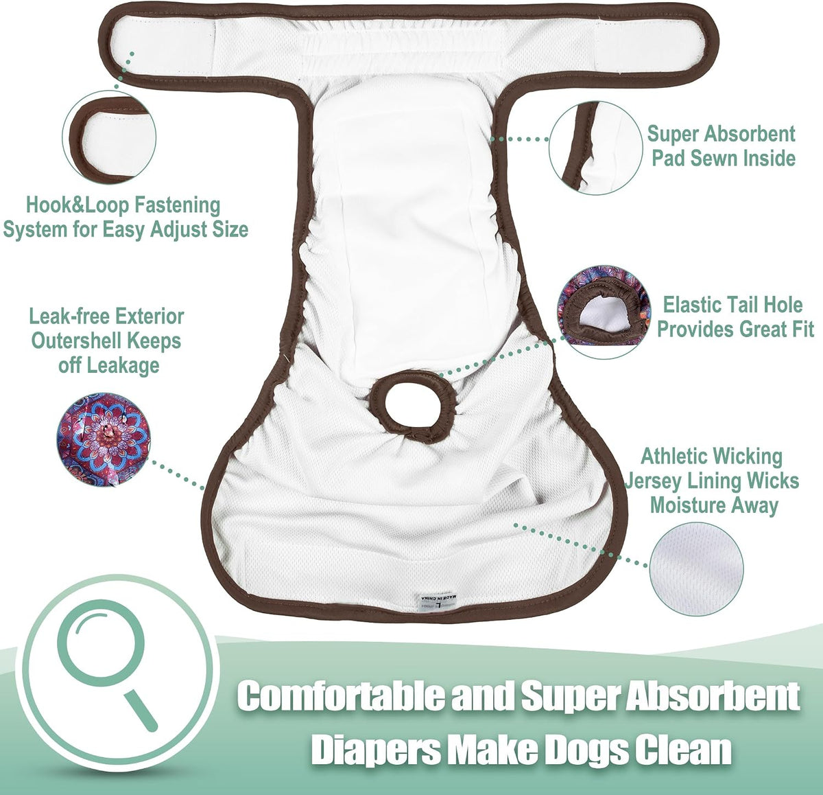 wegreeco Washable Reusable Premium Female Dog Diapers - Large / Boho Style - image 4