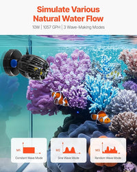VEVOR Aquarium Wave Maker, 10W, 1057 GPH Quiet and Strong DC Powerhead, Adjustable Fish Tank Circulation Pump with Controller, Strong Magnetic Base, 360° Rotating Wavemaker, for Freshwater Saltwater