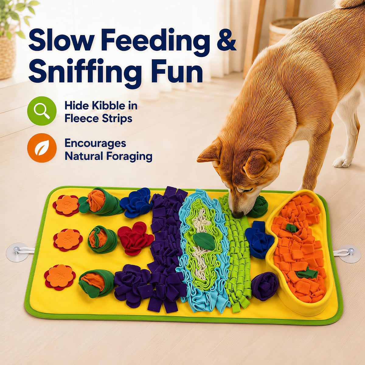 Snuffle Mat for Dogs, Extra Large 32'' x 20'' - Blue-Yellow - image 3