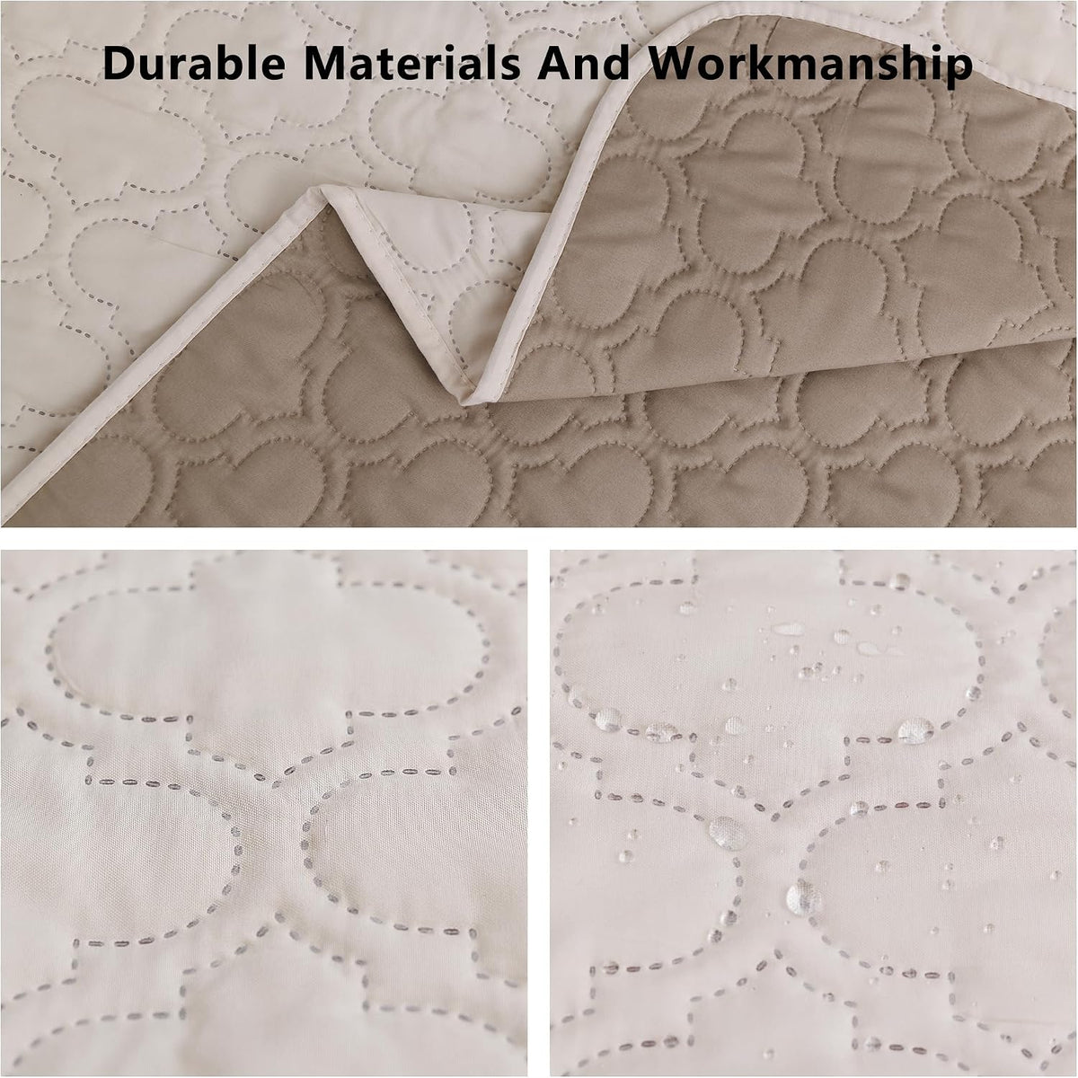Waterproof Couch Cover, Washable Dog & Pet Furniture Protector - Cream+khaki / 68x82 Inches - image 2