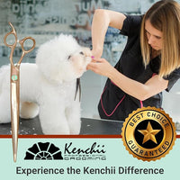 Kenchii Rose Dog Grooming Scissors, 9 Inch Straight Shears, Dog Scissors for Grooming, Ergonomic Design for Comfort and Precision, Heavy Duty, Durable and Sharp