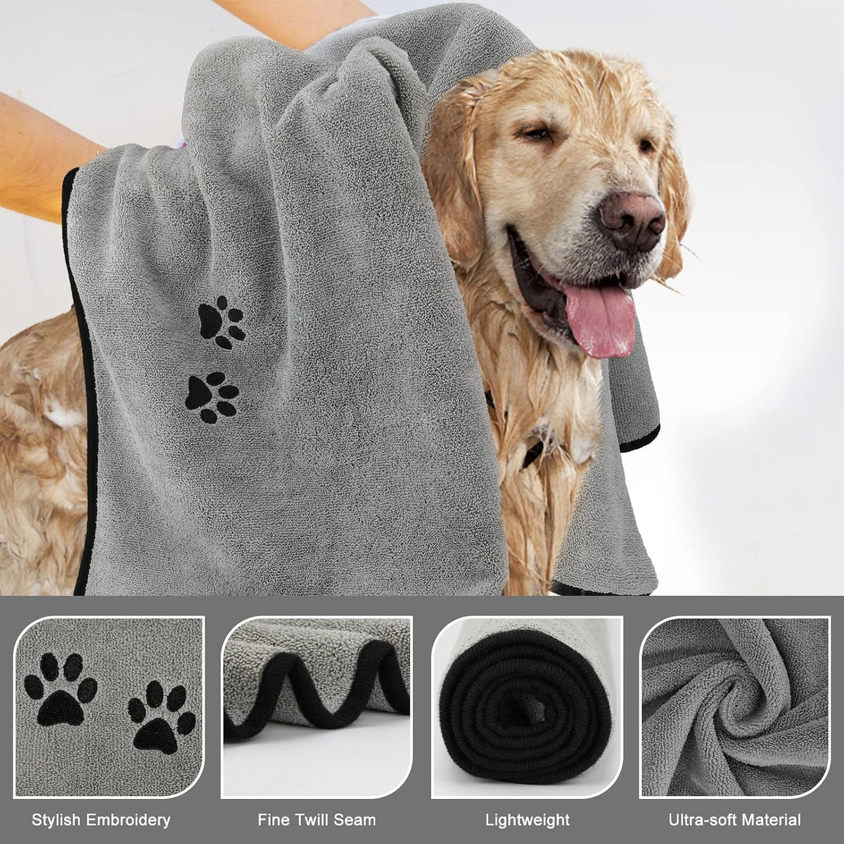 Pet Dog Cat Microfiber Drying Towel Ultra Absorbent Great for Bathing - Multi-colored / 20" x 35" - image 4