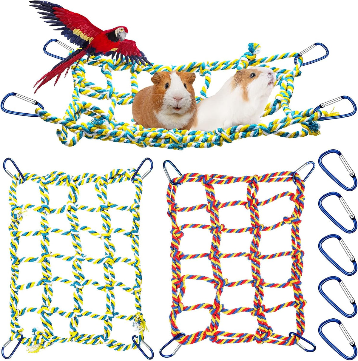 2Pcs Rat Cage Accessory Rat Climbing Toy Net, Red, Yellow - 11 x 7.8 Inch / Red, Yellow