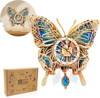 Halloween 3D Puzzles for Adults Halloween Puzzle Clock Adult Craft – Fun for Kids & Family - Butterfly Clock